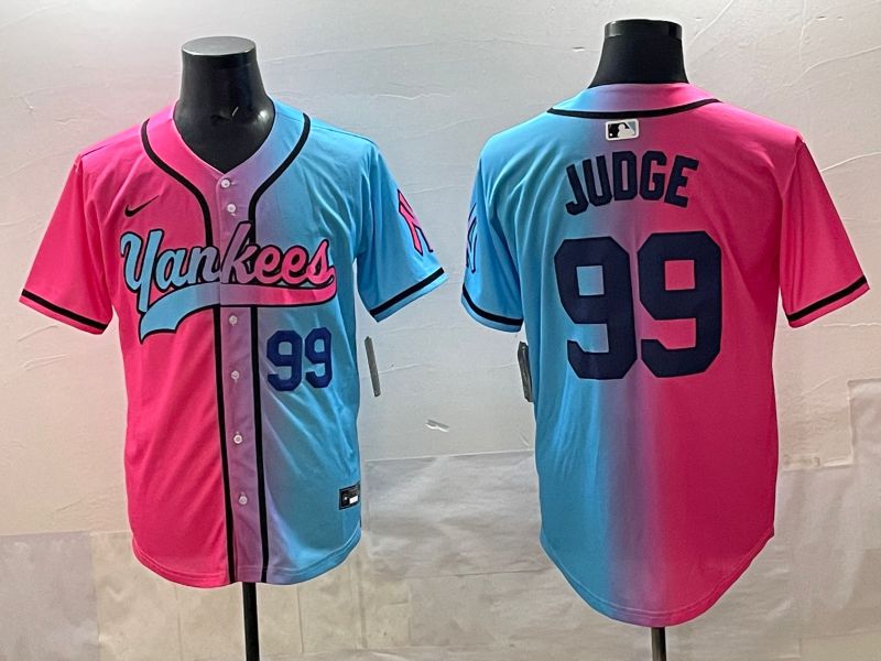 Men New York Yankees #99 Judge Blue pink Game 2025 Nike MLB Jersey style 004